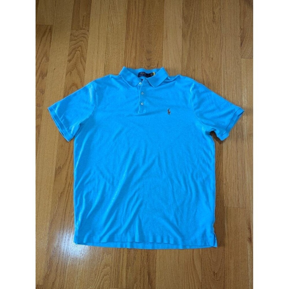 Polo Ralph Lauren Mens L Classic Fit Polo Shirt Blue Heather Pony Cotton